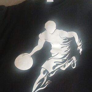 Black T-Shirt with Basketball Player Graphic